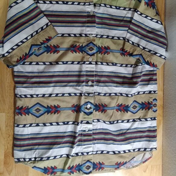 Vintage Adobe Rose Aztec Striped Pattern Shirt - Picture 2 of 9